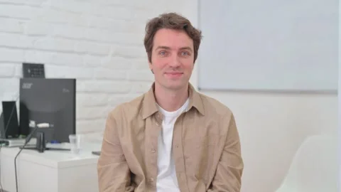 Vertical Video, Portrait, Approving Confident Young Creative Man, Yes Stock Footage 312914532