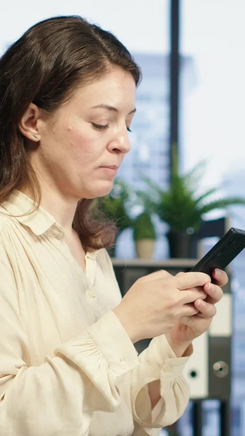 Vertical Video Portrait of goal oriented powerful CEO sitting on office posing Stock Footage 283305482
