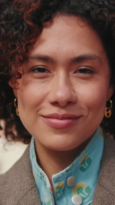 Vertical video, Portrait of a Happy Young Woman in The City Stock Footage 295060180