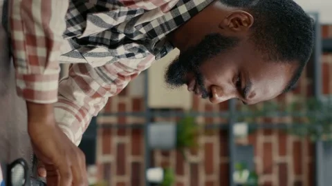 Vertical video Portrait of programer typing programming code on computer Stock Footage 194147525