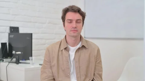 Vertical Video, Portrait, Serious Young Creative Man Stock Footage 312914487