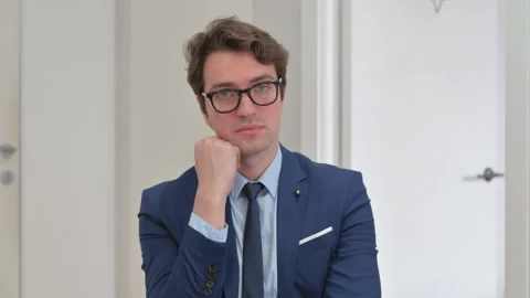 Vertical Video, Portrait, Sleeping Young Businessman Video stock 312914717