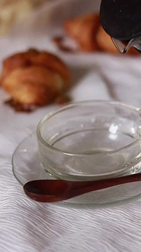 Vertical Video of Preparing a Simple French Breakfast Stock Footage 208302722