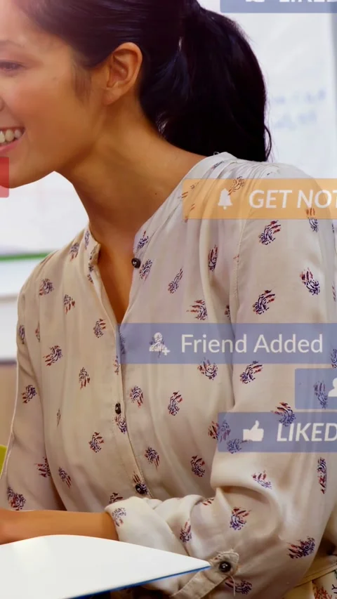 Vertical video: Presenter engaging tech users by interacting with tablet, making Stock Footage 337540779