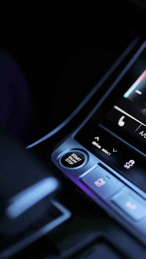 Vertical video of Pressing Stand By Power Button To Turn On and Off the Hybrid Stock Footage 335946197