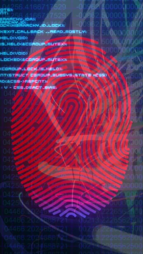 Vertical video: Print pulsing on code, shifting colors while neon arcs moving Stock Footage 330429982