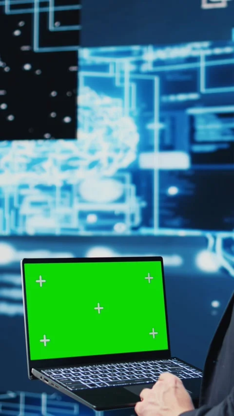 Vertical Video Professional man ensures artificial intelligence algorithms with Stock Footage 310914727