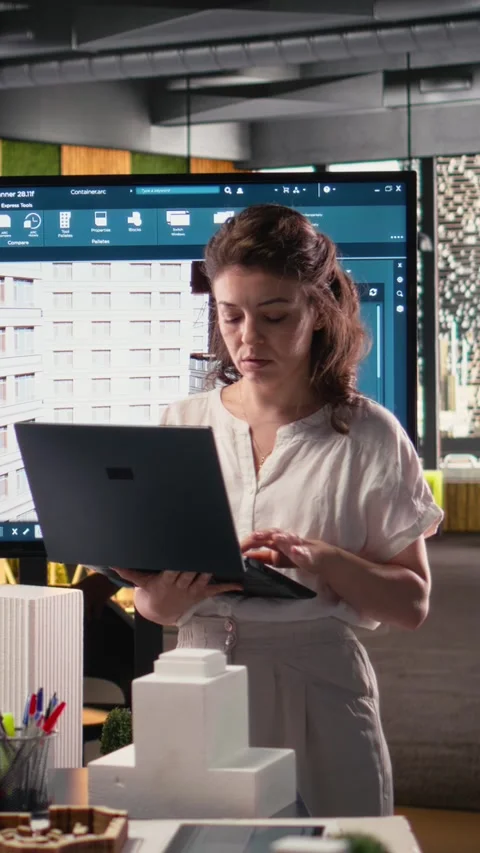 Vertical Video Professional property developer analyzes zoning regulations and Stock Footage 316186840