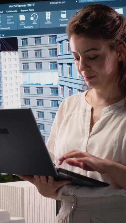 Vertical Video Professional property developer analyzes zoning regulations and Stock Footage 316340284