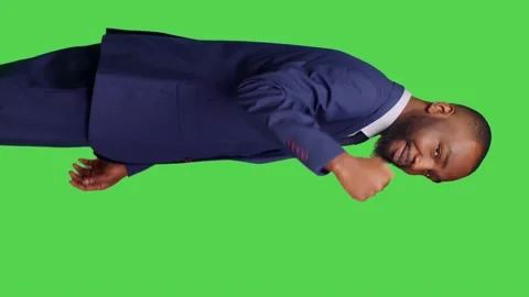 Vertical video: Profile of corporate manager in suit asking someone to come over Stock Footage 237782141