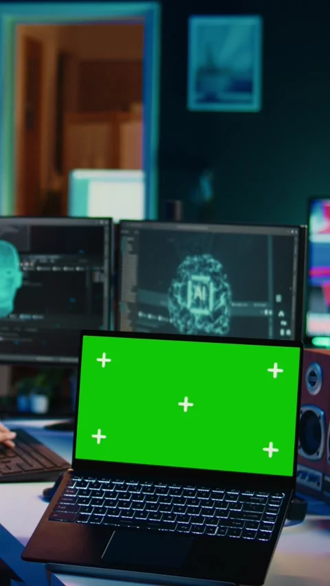 Vertical video Programmer being asked existential questions by awaken AI, chroma Stock Footage 267164569