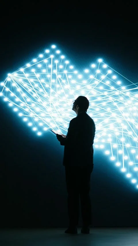 Vertical video Programmer enhances AI neural network deep learning algorithms Video stock 329713831