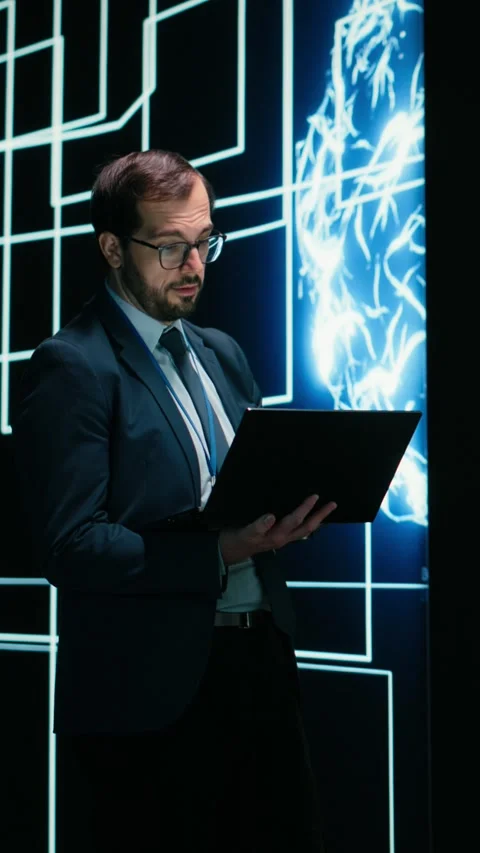 Vertical video Programmer reconfiguring AI node connections using augmented 스톡 동영상 329451196