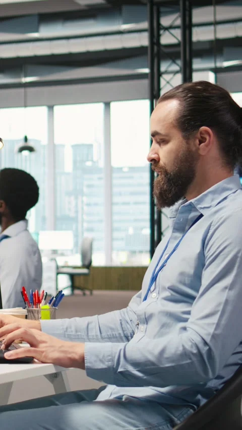 Vertical video Programmer testing generative AI machine learning algorithms and Stock Footage 312709157