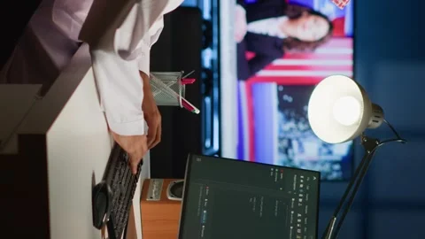 Vertical video Programmer using Java programming Stock Footage 254403374