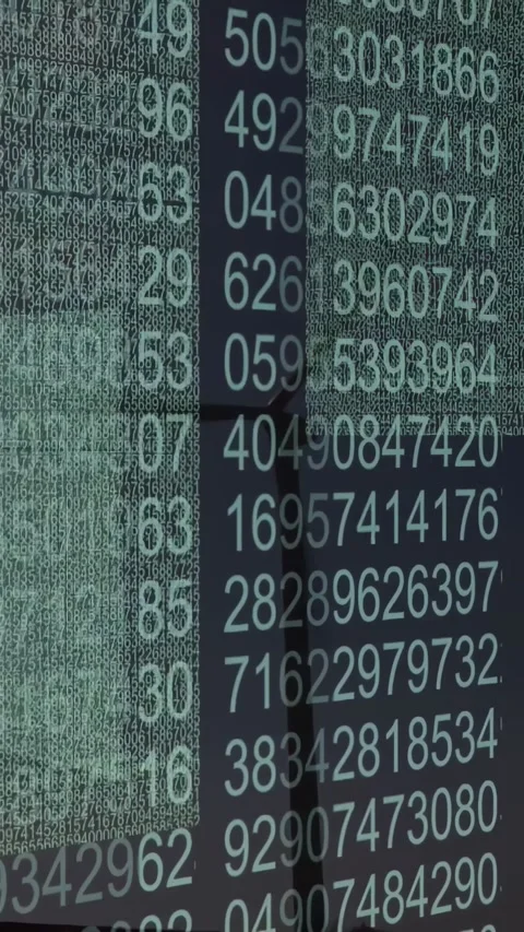 Vertical video: Projected digits shifting while camera panning, revealing Stock Footage 332594532