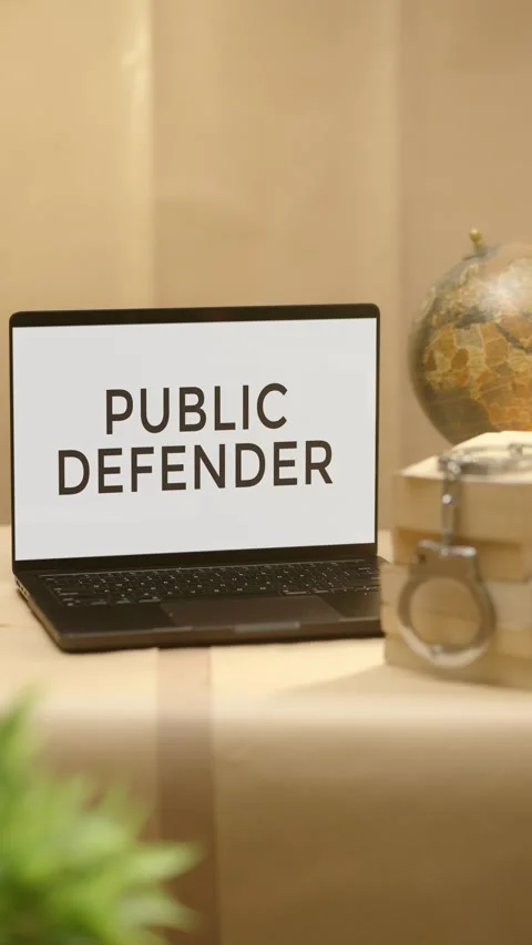 VERTICAL VIDEO OF PUBLIC DEFENDER DISPLAYED IN LEGAL LAPTOP SCREEN Stock Footage 308098903
