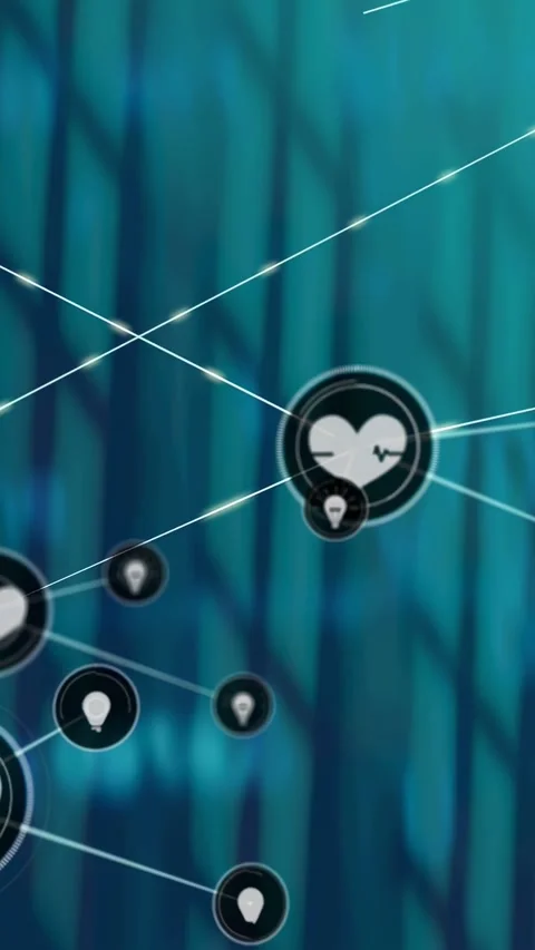Vertical video: Pulse from heart node sending spokes, spawning idea nodes Stock Footage 340133567