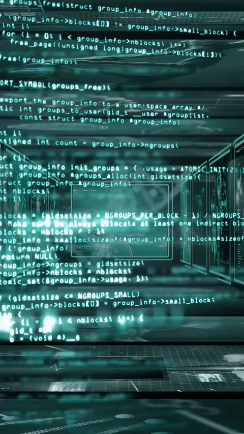 Vertical video: Pulse node starting teal tunnel moving forward code flowing Stock Footage 340133496
