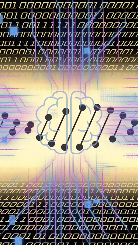 Vertical video: Pulse rising and glow bursting brain and linked nodes shifting Stock Footage 334378524