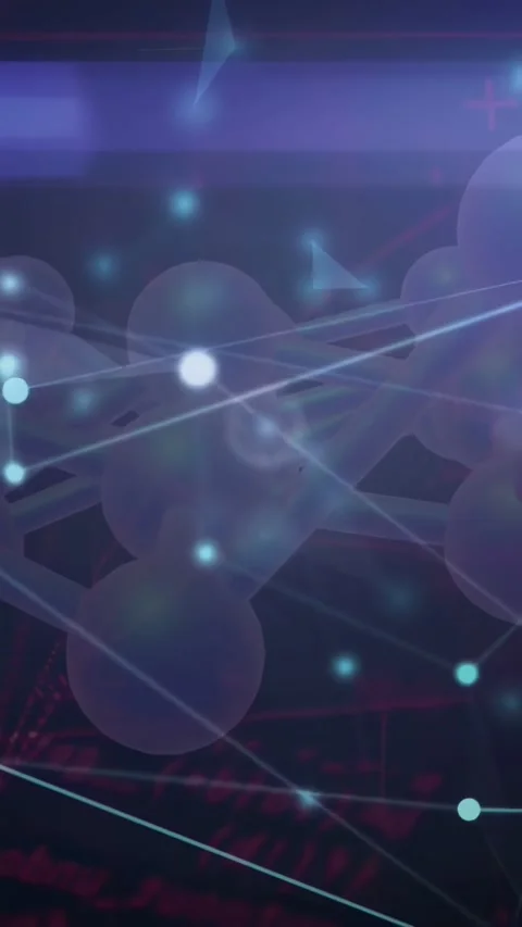 Vertical video: On pulse translucent nodes shifting, pulsing, moving glows, Stock Footage 334600497