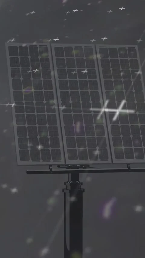 Vertical video: PV array staying still while glints sparking blue band sweeping Stock Footage 334397220
