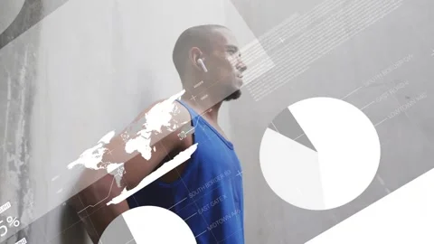Vertical video: Reacting to data moving left, man checking watch at wall, in Stock Footage 333936420