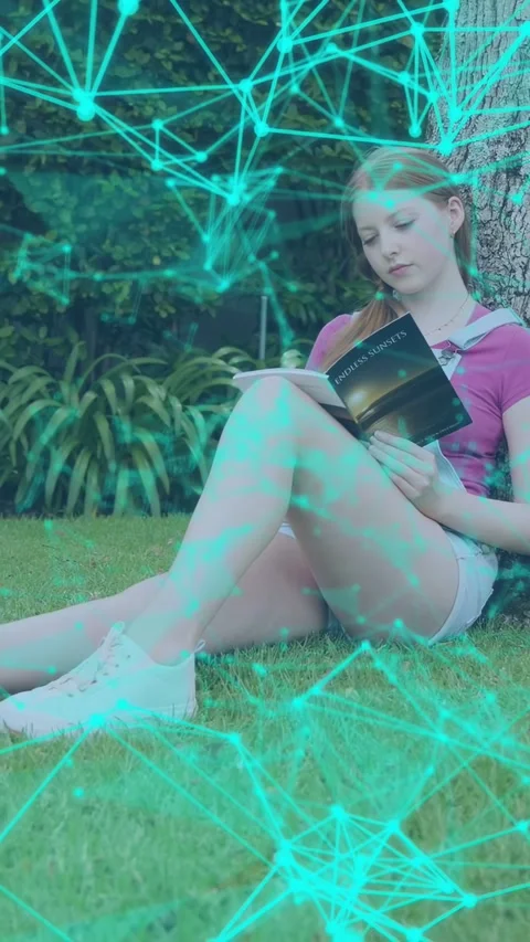 Vertical video: Reader opening book for education, turning pages as turquoise Stock Footage 333777242