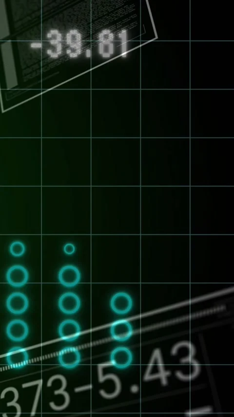 Vertical video: Readout rising from negative, teal markers shifting and glowing Stock Footage 331720914