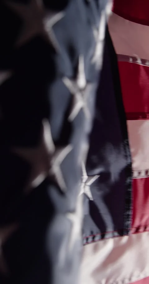 Vertical video of a real American flag close-up. Stock Footage 333074977