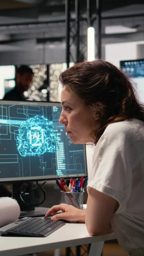 Vertical Video Real estate developer uses advanced AI and neural network Video stock 316187237