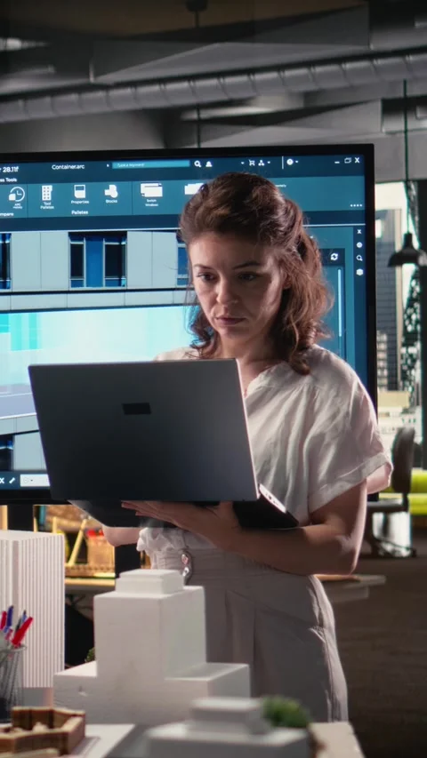 Vertical Video Real estate developer reviewing architectural blueprints and Stock Footage 316339302