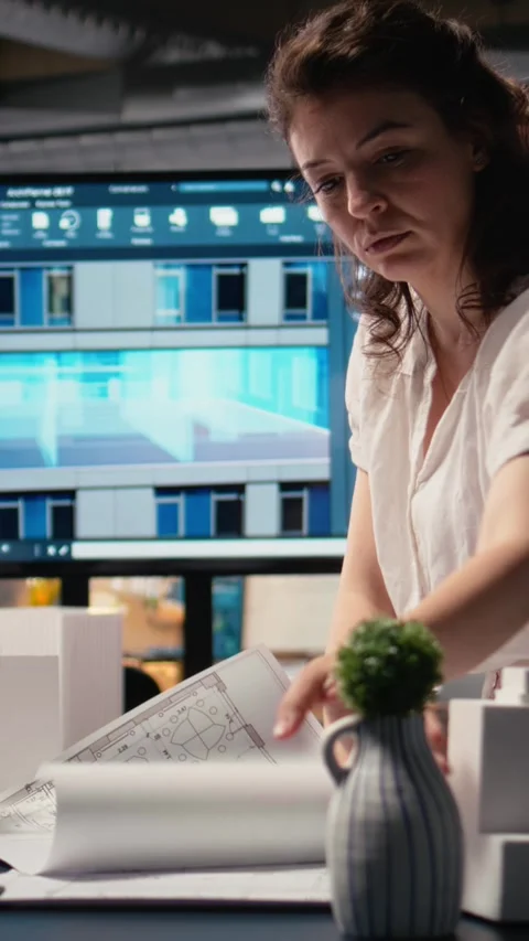 Vertical Video Real estate developer reviews master plan with construction Stock Footage 316342215