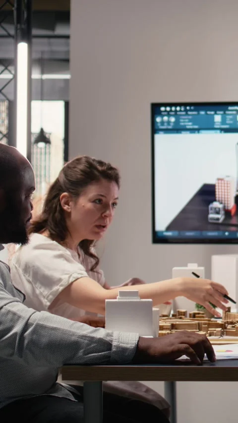 Vertical Video Real estate developers gather to present master plans for Stock Footage 316342293