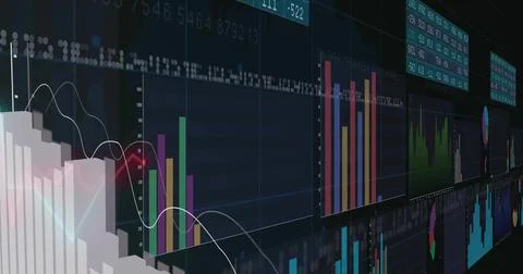 Vertical video: Real-time feed powering wide dashboard updating bars lines Stock Illustration