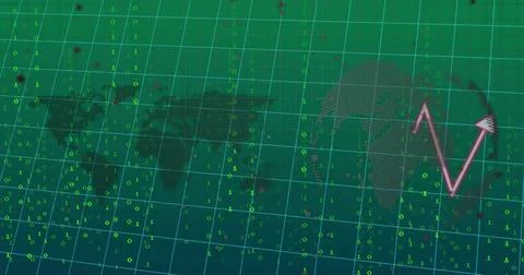 Vertical video: Receiving data feed, halftone map pulsing on cyan grid with 스톡 일러스트