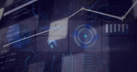 Vertical video: Receiving live data, translucent HUD updating on monitor, 스톡 일러스트