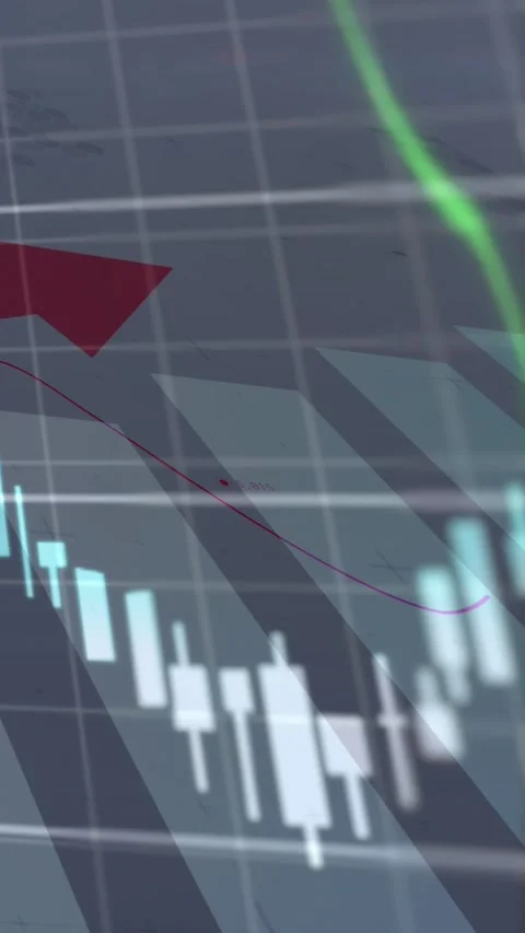 Vertical video: Red arrow sliding left across chart grid after data update, Stock Footage 330189562