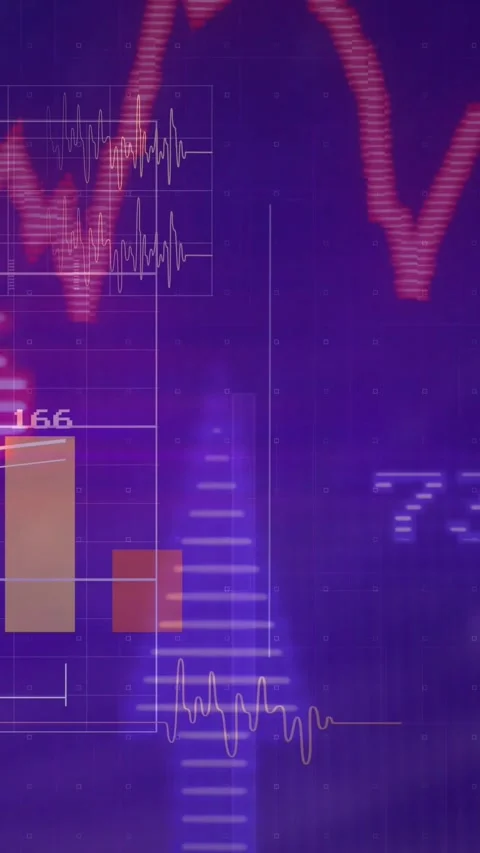 Vertical video: Red LED line reacting to spike, climbing peaking, pointer Stock Footage 334382080