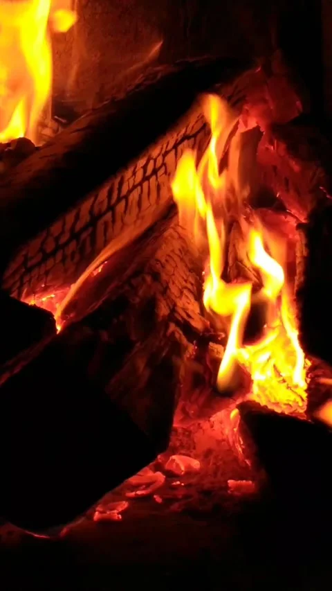 Vertical video of a relaxing fire in a fireplace. Stock Footage 171529698
