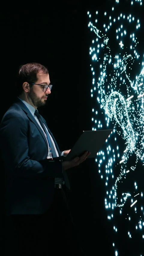Vertical video Researcher optimizes AI deep learning model by adjusting Stock Footage 329451298