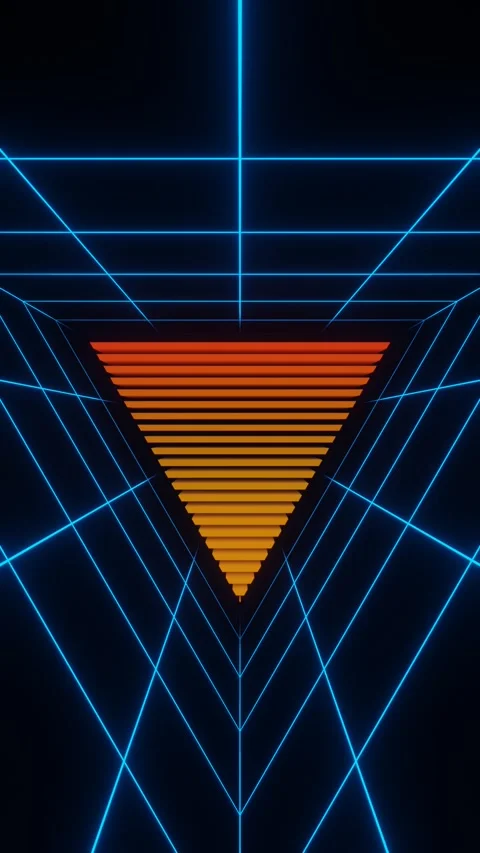 Vertical video retro synthwave triangle frame loop animation background Stock Footage 281286316
