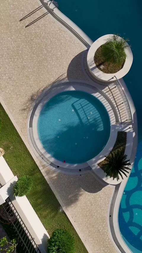 Vertical Video: Rich beachfront infrastructure with amazing sea views and Stock Footage 297640636