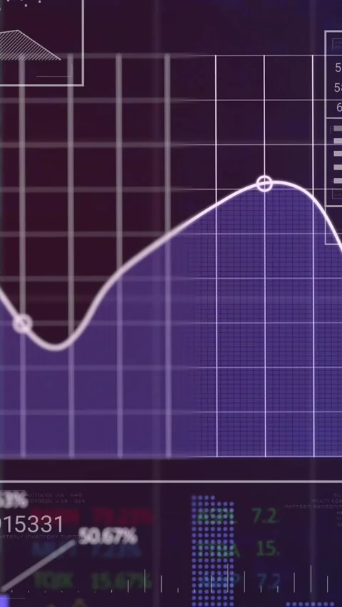 Vertical video: Right boxes popping, driving dashboard build, purple chart Video stock 328331937