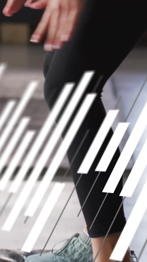 Vertical video: Right foot touching step, woman doing fitness step-up routine; Stock Footage 331238483