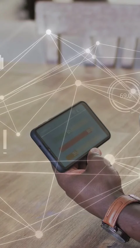 Vertical video: Right hand holding phone, thumb swiping, rotating phone, Stock Footage 333556737