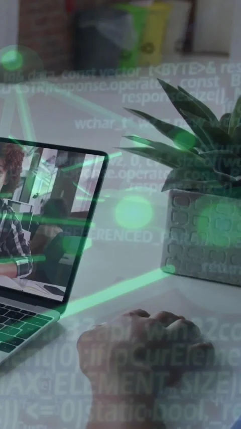 Vertical video: Right hand pausing near mouse on desk, starting tech data Stock Footage 331703178