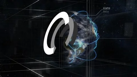 Vertical video: Ring logo sliding causing globe turning blue lines pulsing Stock Footage 331169208