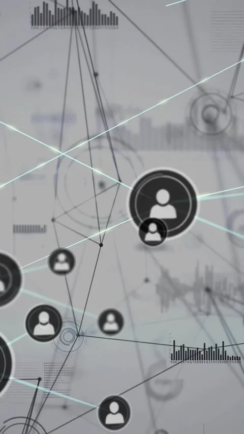 Vertical video: Ring pulsing sparking main node growing while view panning, 스톡 동영상 331077366