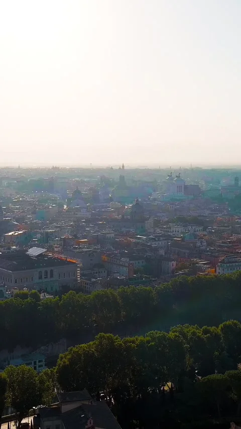 Vertical video. Rome, Italy. Flight over the city. Panorama of the city in the Video stock 294889331